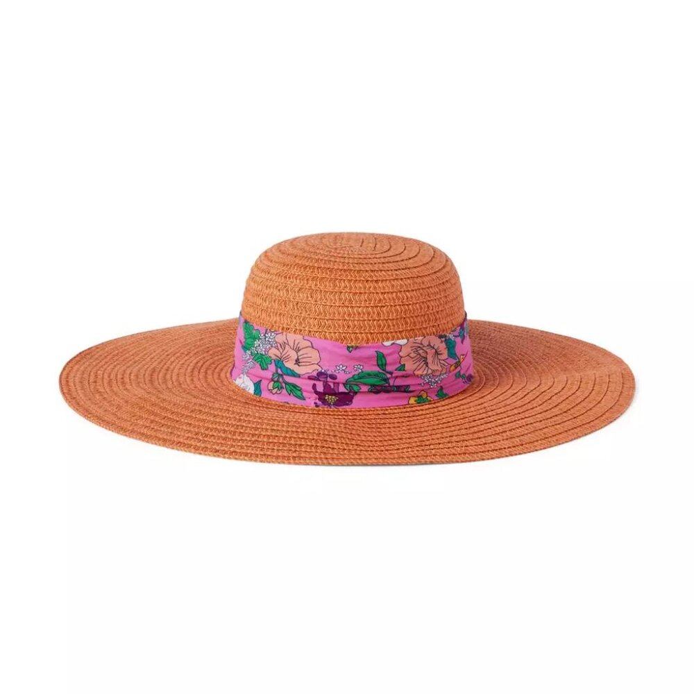 Janie & Jack Floral Bow Straw Hat Sz 12-24 months